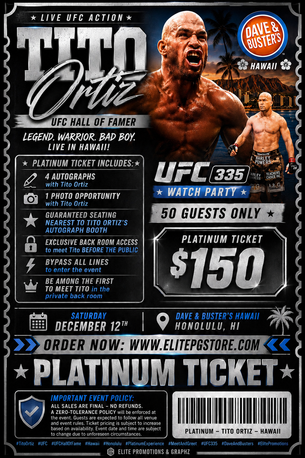 TITO ORTIZ WATCH PARTY PLATINUM TICKET