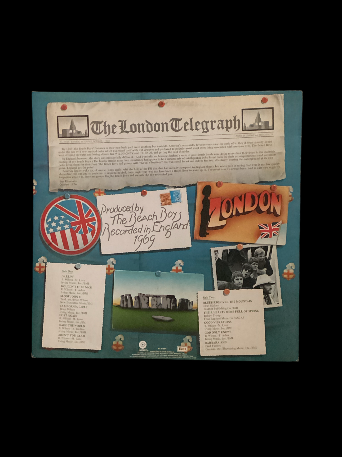 Bruce Johnston & Mike Love & Dave Marks “Beach Boys” Autographed Signed Record