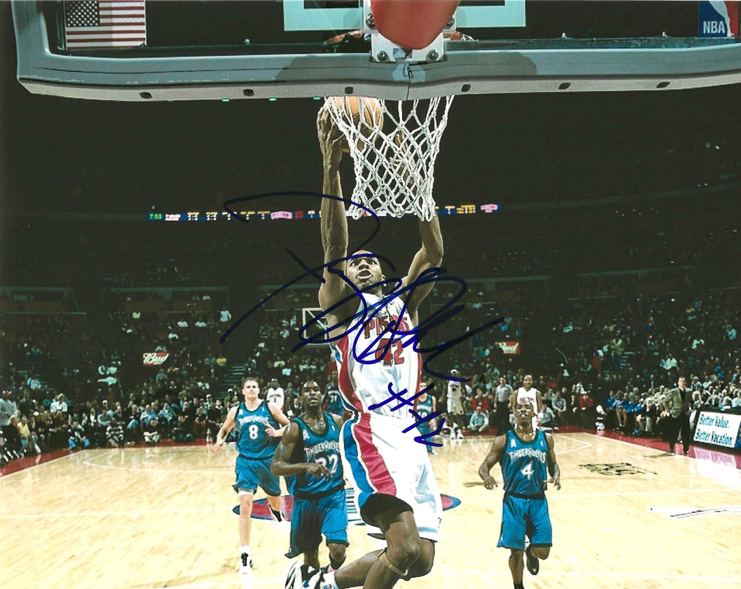 Jerry Stackhouse Autographed Signed "PISTONS" 8x10 photo Elite Promotions & Graphz Authentication